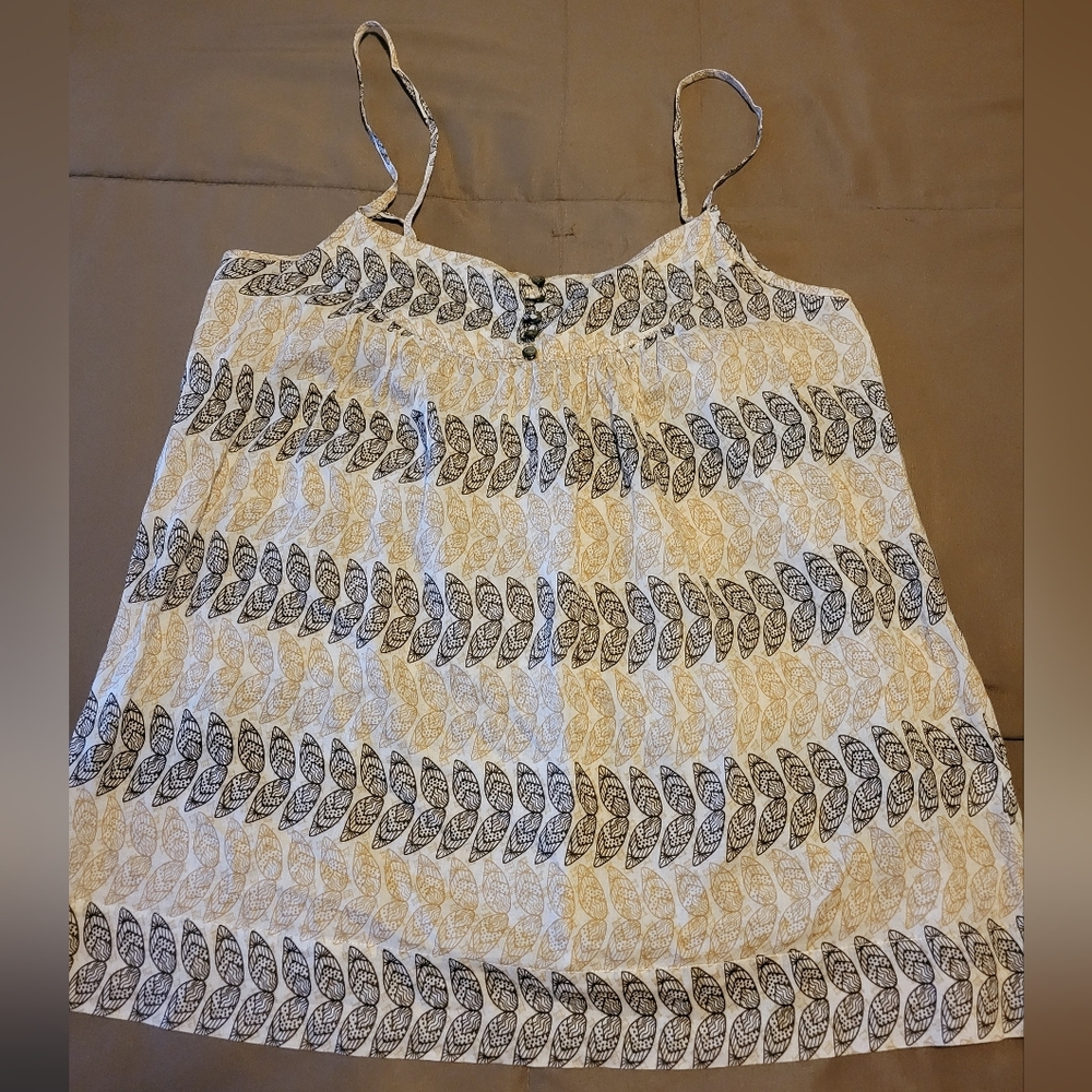 Banana Republic Black and Cream Patterned Tank Top